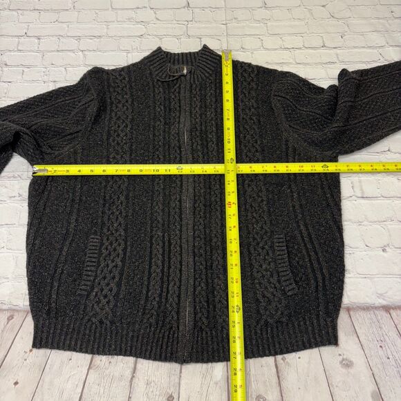 Lenor Romano Men XL X-Large Wool Full Zip Cardigan Sweater Cable Knit C029 -2 - Picture 2 of 16